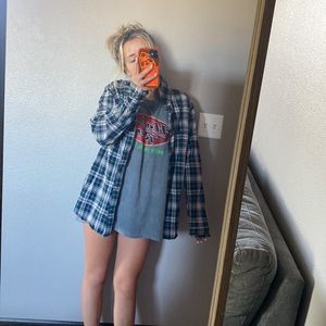 Blue and Yellow Vans Oversized Cozy Flannel